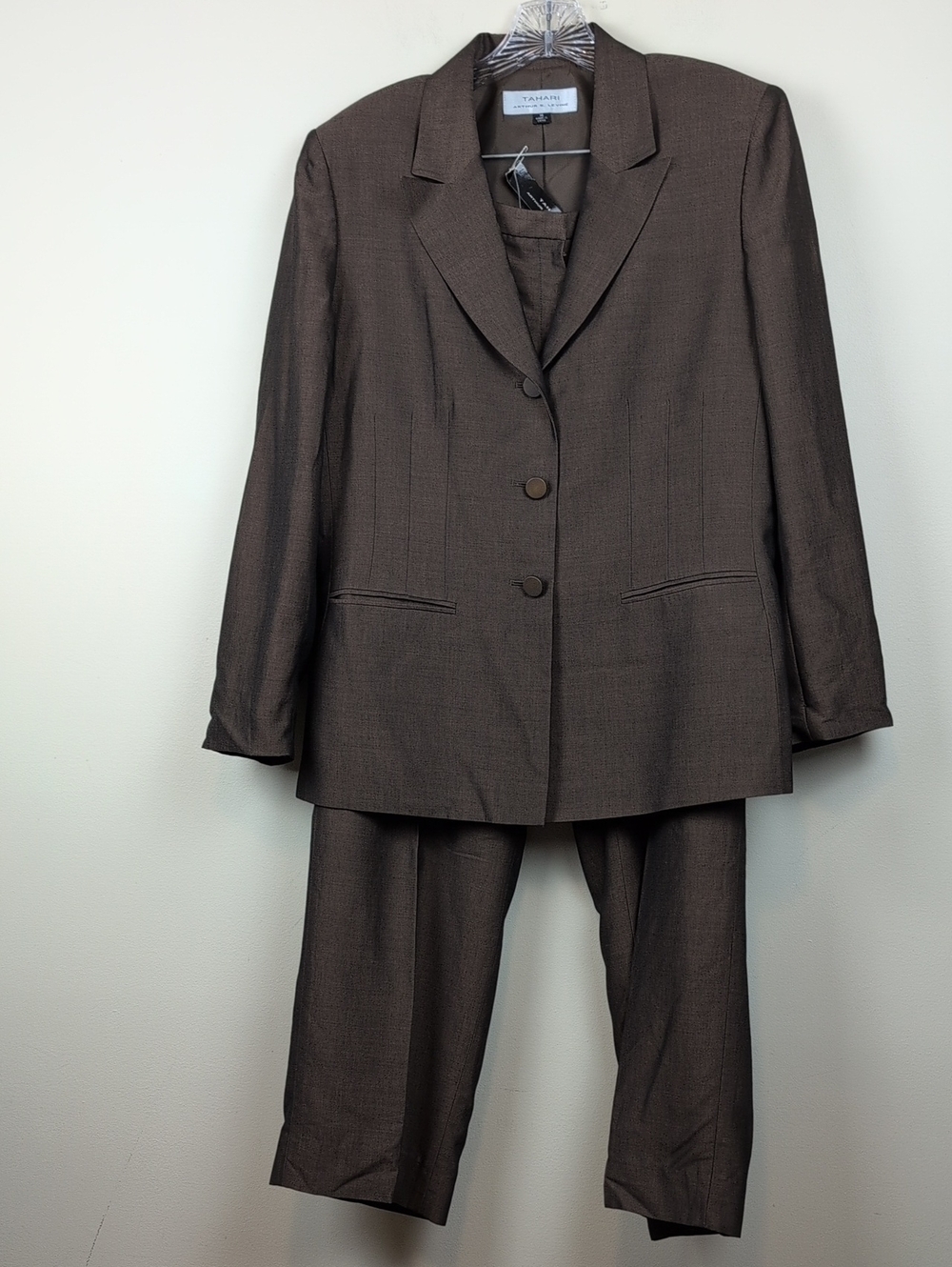 NWT Tahari 2-Piece Pants Suit in Bronze Classic Corporate Office Size 14